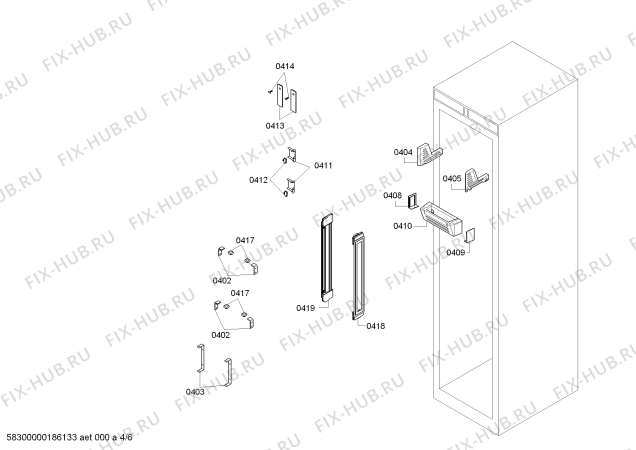 Схема №4 RF411701 с изображением Кнопка для холодильной камеры Bosch 00627345