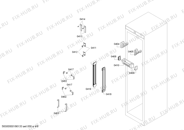 Схема №4 RC462701TW Gaggenau с изображением Кронштейн для холодильной камеры Bosch 12003468