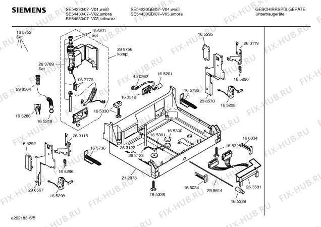 Взрыв-схема посудомоечной машины Siemens SE54430GB - Схема узла 05