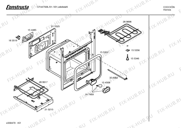 Схема №3 CF44750IL с изображением Дверь для электропечи Bosch 00363412