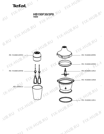 Схема №2 HB150F30/3P0 с изображением Корпусная деталь для электроблендера Tefal FS-9100011037
