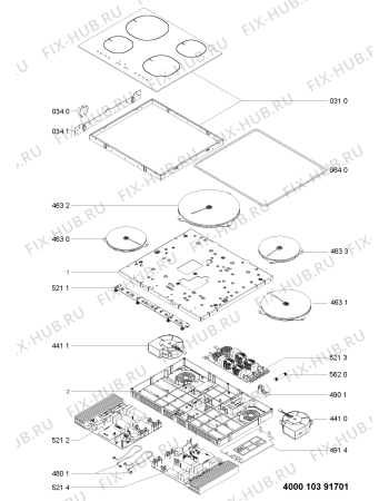 Схема №1 PIT 400/NE с изображением Микромодуль для плиты (духовки) Whirlpool 480121103732
