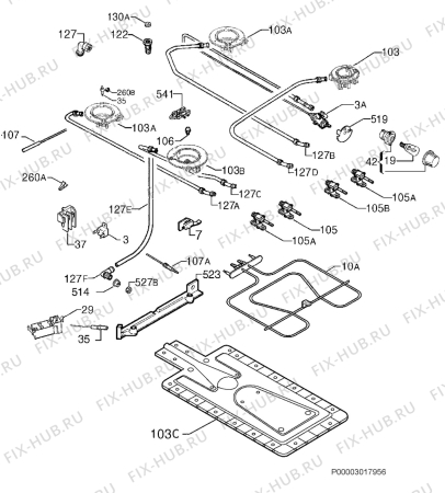 Взрыв-схема плиты (духовки) Electrolux EKG601104X - Схема узла Functional parts