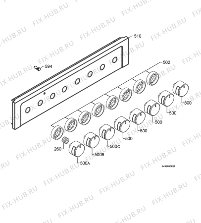 Взрыв-схема плиты (духовки) Rex Electrolux RKK761399X - Схема узла Command panel 037