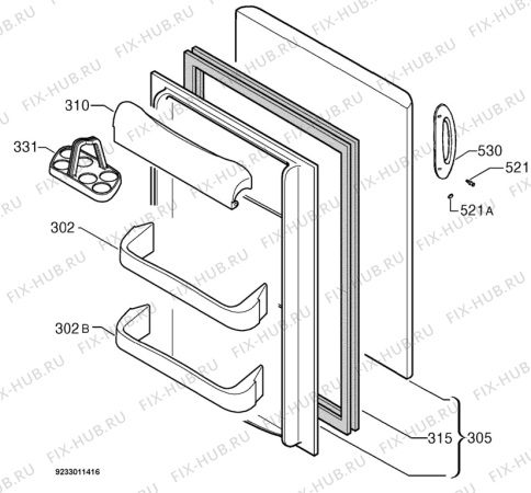 Взрыв-схема холодильника Electrolux TC136 - Схема узла Door 003