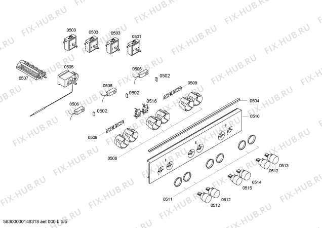 Схема №5 PHCB255040 с изображением Стеклокерамика для плиты (духовки) Bosch 00249700