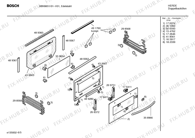 Взрыв-схема плиты (духовки) Bosch HBN9651 - Схема узла 05