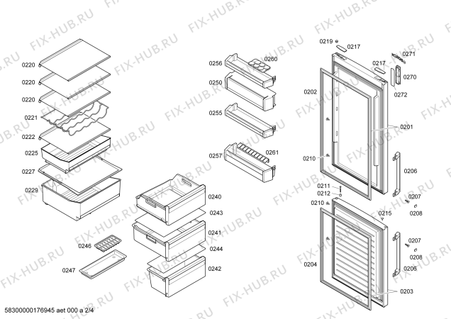 Схема №1 KGN39XI40 с изображением Дверь для холодильной камеры Bosch 00712897