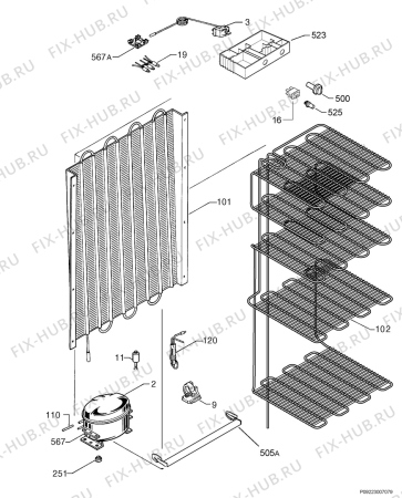 Взрыв-схема холодильника Privileg 430962_41549 - Схема узла Cooling system 017