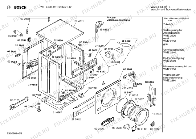 Взрыв-схема стиральной машины Bosch WFT6430 - Схема узла 02
