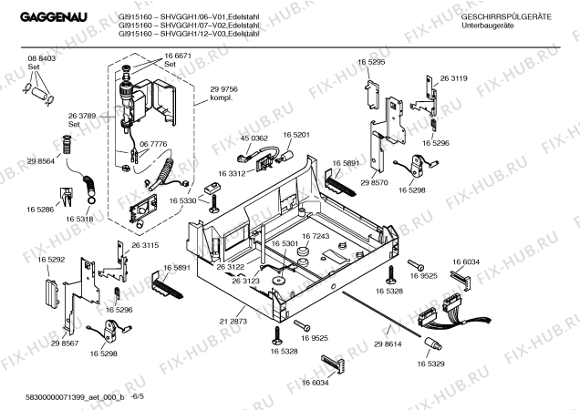 Взрыв-схема посудомоечной машины Gaggenau SHVGGH1 GI915-160 - Схема узла 05