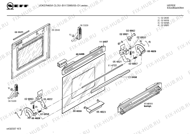 Схема №4 B1172W0 JOKER 465 A CLOU с изображением Панель для плиты (духовки) Bosch 00284694