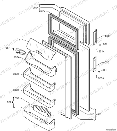 Взрыв-схема холодильника Rex Electrolux RD160 - Схема узла Door 003