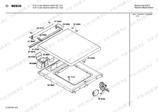 Схема №6 WOH4130FF TOP4130 с изображением Панель для стиралки Bosch 00273279