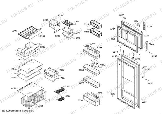 Схема №4 KDN40A04NE с изображением Дверь для холодильника Bosch 00711147