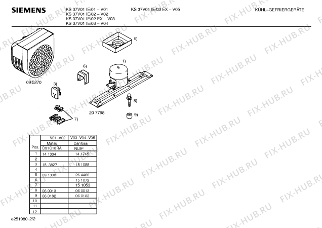 Взрыв-схема холодильника Siemens KS37V01IE/02EX - Схема узла 02