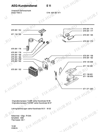 Взрыв-схема холодильника Aeg ARC1402 U - Схема узла Freezer cooling system