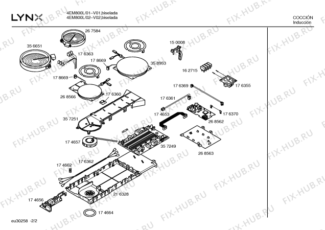 Схема №2 4EM800L TC 2I с изображением Индукционная конфорка для плиты (духовки) Siemens 00358953