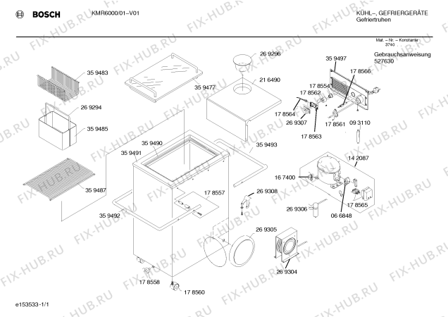 Схема №1 KMR6000 с изображением Кнопка для холодильника Bosch 00178554