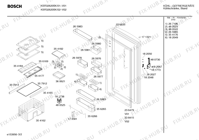 Взрыв-схема холодильника Bosch KSR32620SK - Схема узла 02