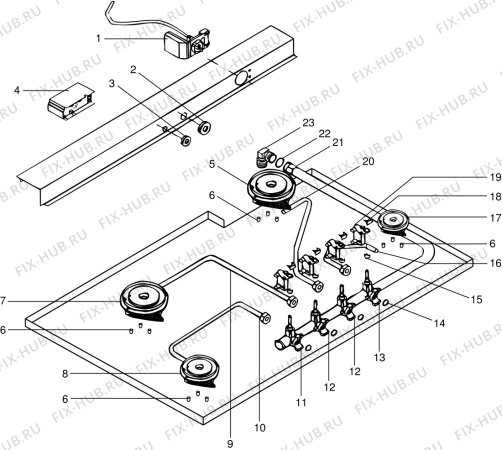 Взрыв-схема плиты (духовки) Indesit TLN750GNL (F015865) - Схема узла