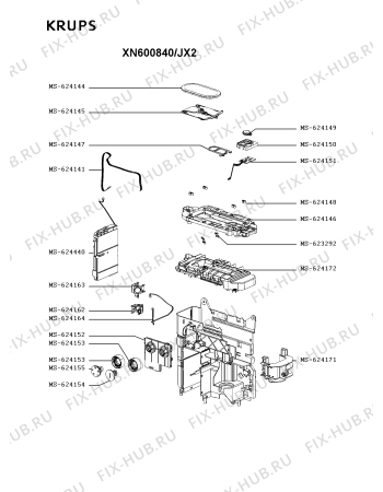 Взрыв-схема кофеварки (кофемашины) Krups XN600840/JX2 - Схема узла TP005784.5P2