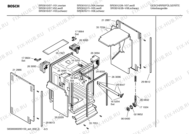 Схема №6 SRI3016 с изображением Передняя панель для посудомойки Bosch 00357268