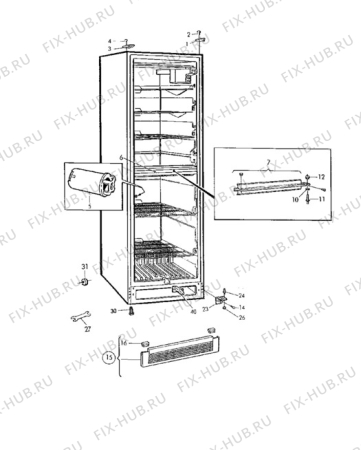 Взрыв-схема холодильника Electrolux TF1108A - Схема узла Cabinet + furniture (extra)