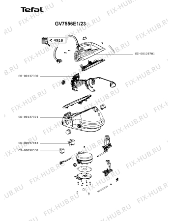 Схема №3 GV7558C0/23 с изображением Рукоятка для электропарогенератора Tefal CS-00142406