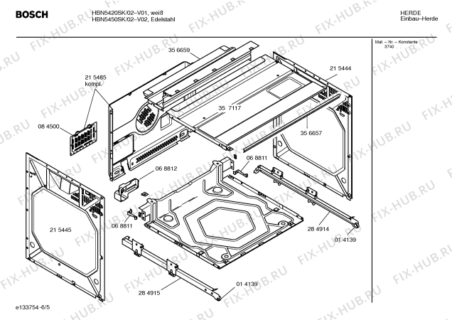 Схема №5 HBN5420SK с изображением Инструкция по эксплуатации для плиты (духовки) Bosch 00528051