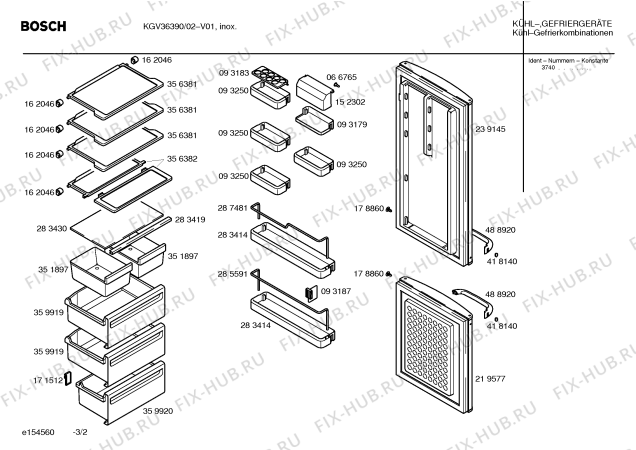 Взрыв-схема холодильника Bosch KGV36390 - Схема узла 02