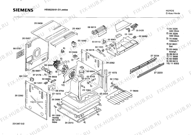 Взрыв-схема плиты (духовки) Siemens HE68220 - Схема узла 02