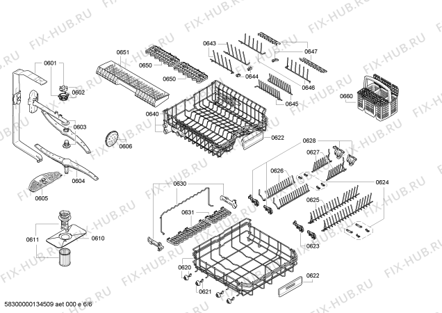 Схема №6 SMD86M04DE с изображением Набор кнопок для посудомойки Bosch 00614142