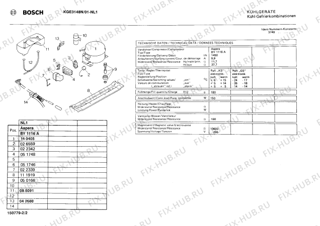 Взрыв-схема холодильника Bosch KGE3148N - Схема узла 02