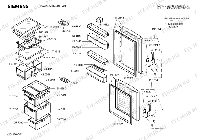 Схема №3 KG34E422 с изображением Передняя панель для холодильника Siemens 00436082