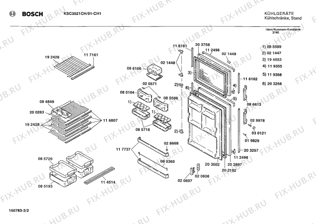 Взрыв-схема холодильника Bosch KSC3521CH - Схема узла 02