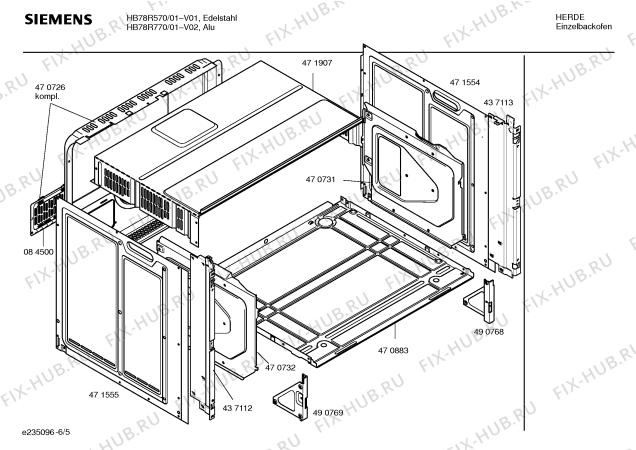 Схема №4 HB76L650F с изображением Внутреннее стекло для плиты (духовки) Siemens 00472508