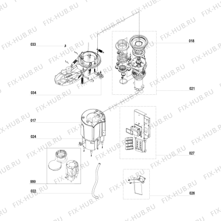 Взрыв-схема комплектующей Aeg Electrolux KAM200 - Схема узла Housing, motor, filters
