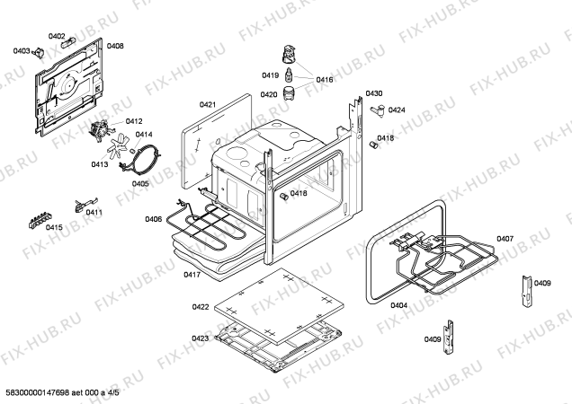 Взрыв-схема плиты (духовки) Bosch HCE744250S - Схема узла 04