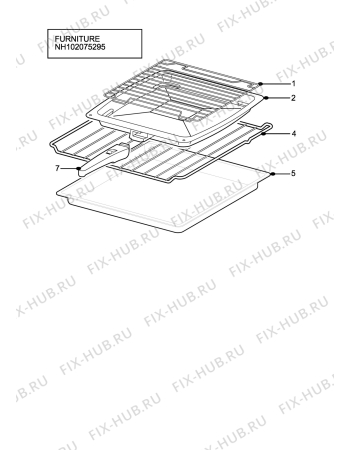 Взрыв-схема плиты (духовки) Electrolux EKT6045X - Схема узла H10 Furniture