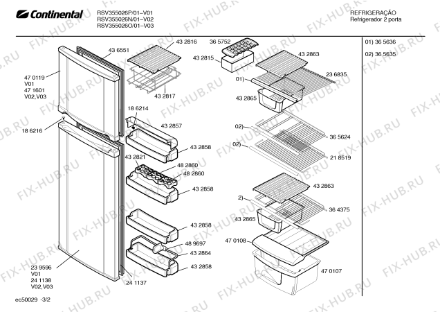 Взрыв-схема холодильника Continental RSV355026N Continental - Схема узла 02