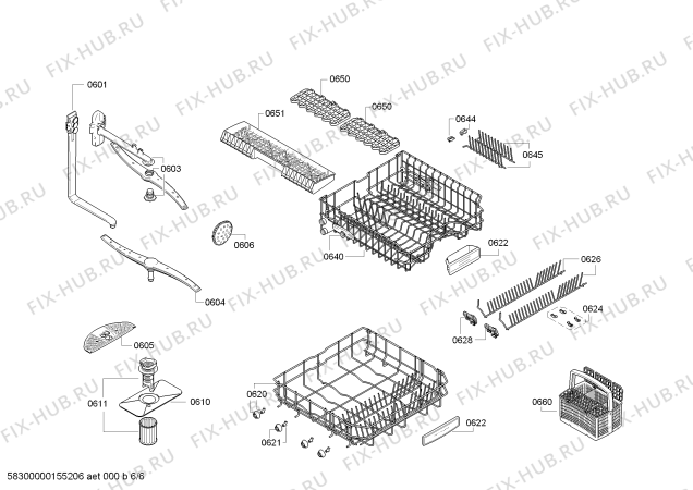 Взрыв-схема посудомоечной машины Siemens SN55E530TR - Схема узла 06