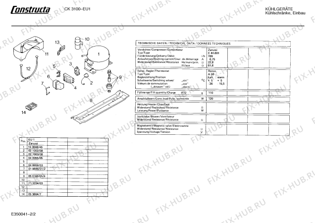 Взрыв-схема холодильника Constructa CK3100 - Схема узла 02