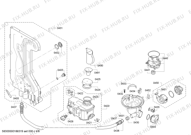 Взрыв-схема посудомоечной машины Siemens SN214W00AE iQ100 - Схема узла 04