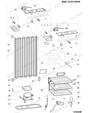 Взрыв-схема холодильника Indesit CG1385ES1 (F016367) - Схема узла