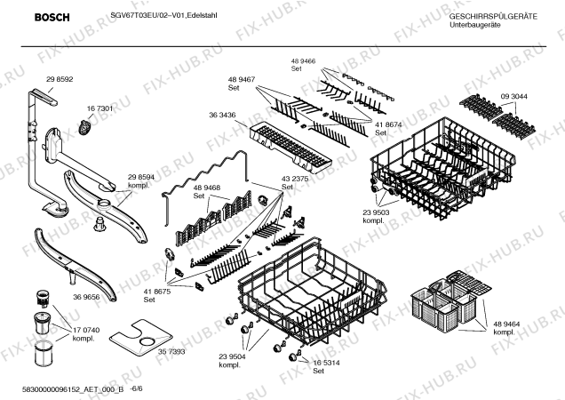 Взрыв-схема посудомоечной машины Bosch SGV67T03EU - Схема узла 06