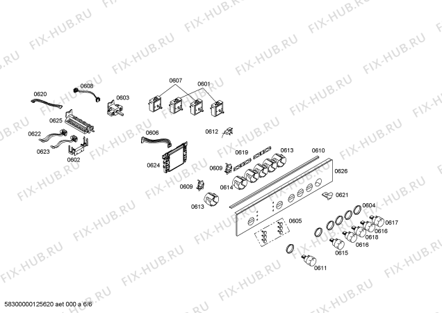 Схема №5 HLN654021E с изображением Панель управления для плиты (духовки) Bosch 00666424