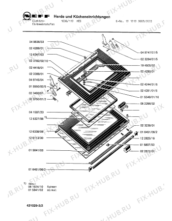 Взрыв-схема плиты (духовки) Neff 1313133033 1036/113HCS - Схема узла 02