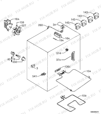 Взрыв-схема плиты (духовки) Privileg 456726_8684 - Схема узла Electrical equipment 268