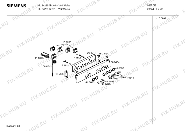 Взрыв-схема плиты (духовки) Siemens HL24229SF - Схема узла 05